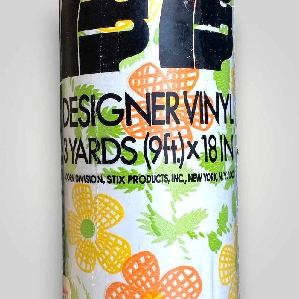 Adorn Self Adhesive Vinyl Shelf Paper Roll Flower Power 3 Yards 1970s Ephemera
